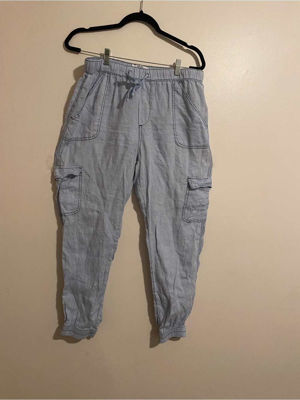 Nicole Miller Light Blue Skinny Cargo Jumpsuit Pants